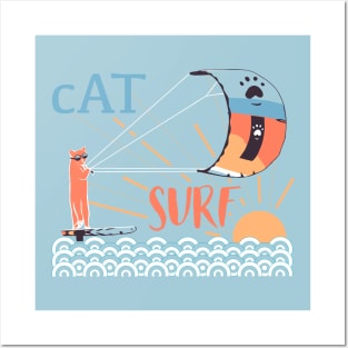 Cat surf Posters and Art